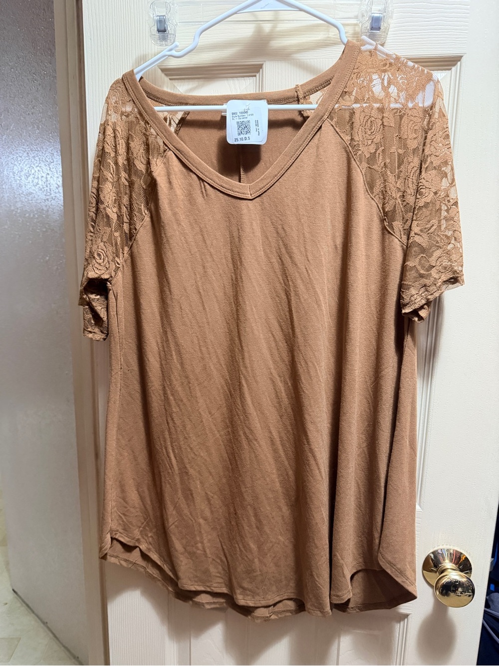 Zenana 1X Camel Lace Sleeve Tunic Top NWT | Boho Romantic